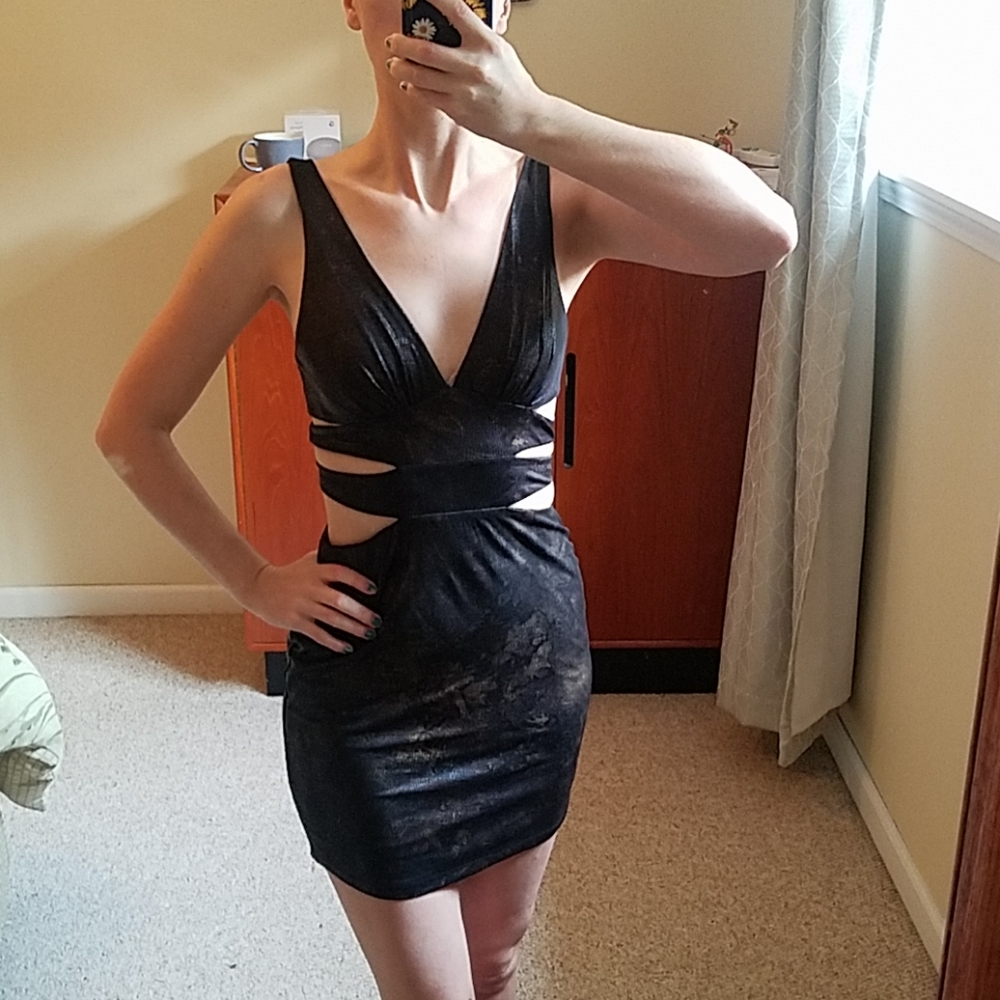 Bronze metallic snakeskin dress